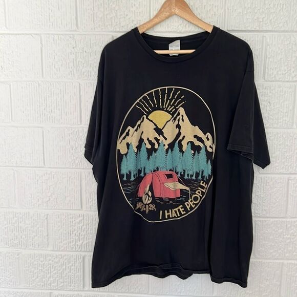 I Hate People Camping Shirt Oversized 100% Cotton - Size XXL - Picture 1 of 8
